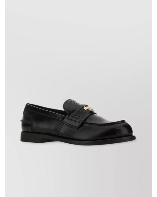 Miu Miu Black Leather Loafers