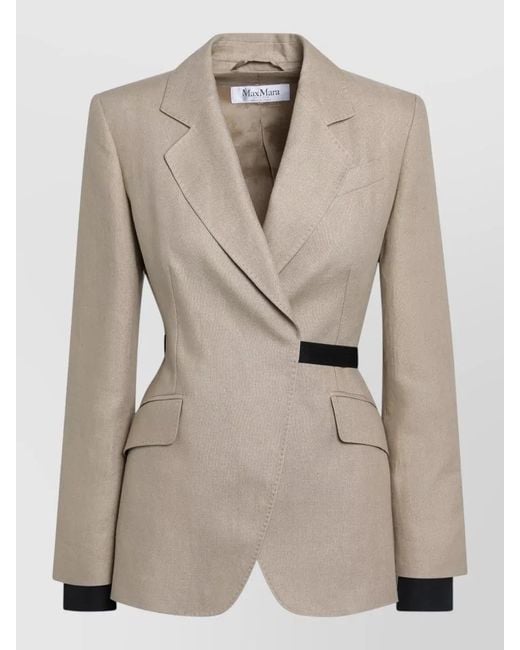Max Mara Natural Single Breasted Jacket Notch Lapel Flap Pockets