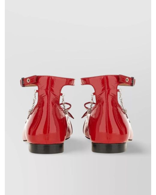 Ganni Red Embellished Slingback Ballerina Shoes