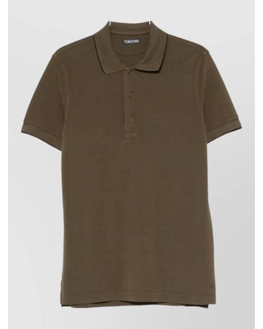Tom Ford Green Cotton Polo Shirt Short Sleeve Design for men