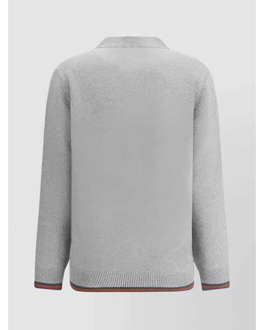 Gucci Gray Cashmere Wool V-Neck Long-Sleeve Cardigan