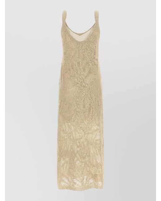 Brunello Cucinelli White Crochet Maxi Dress