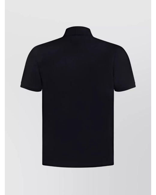 Thom Browne Black Cotton Piqué Short-Sleeve Polo Shirt for men