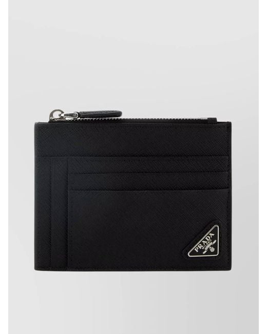Prada Black Leather Card Holder for men