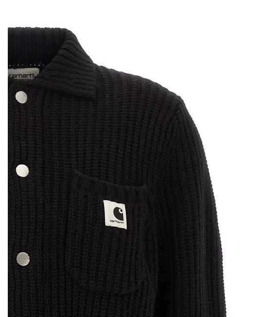 Carhartt Black Cardigan With Collared Design And Pockets