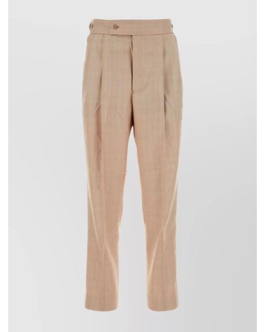 Needles Natural Checked Cropped Trousers