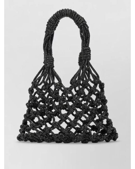 Pinko Black Tote Bag Adjustable Straps Beaded Design