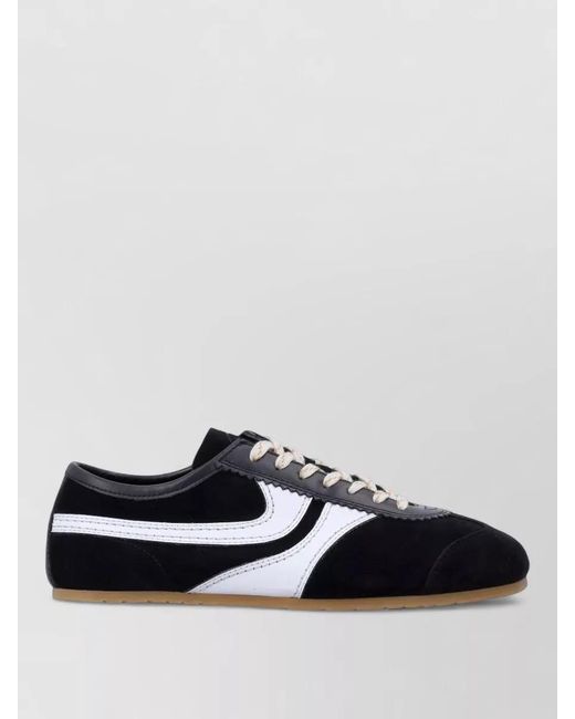 Dries Van Noten Black Leather Low-Top Sneakers for men