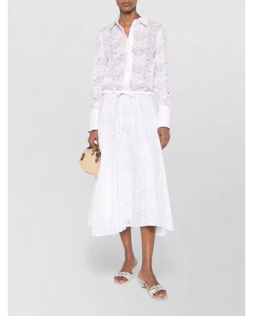 Tory Burch White Broderie Anglaise Dress Drawstring Waist Floral