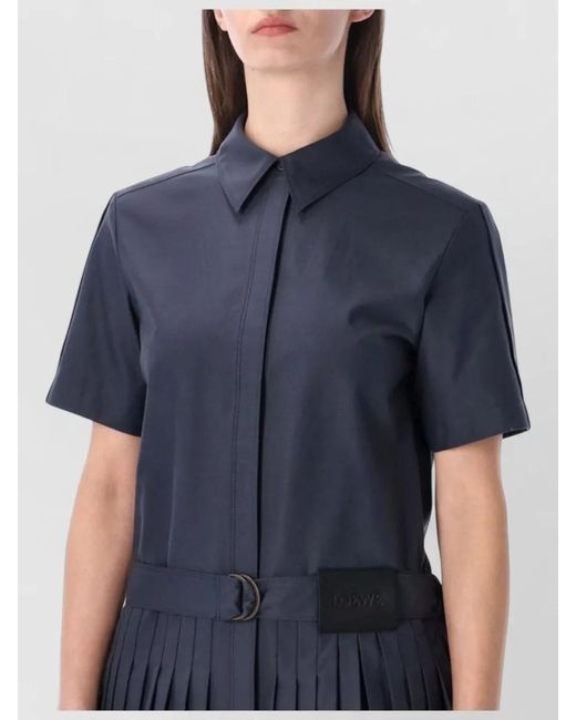 Loewe White Pleated Gabardine Dress D Ring Belt
