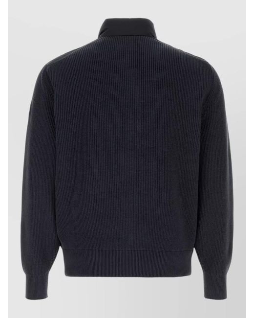 Moncler Blue Cotton Blend Cardigan Padded Casual Style for men