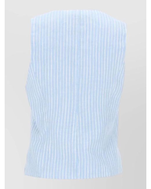 120% Lino Blue Striped Linen Suit Jacket