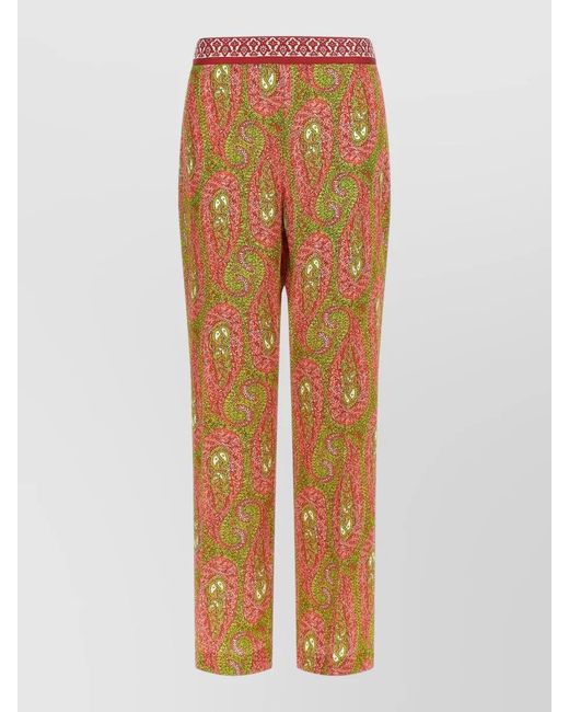 Etro Blue High-Rise Paisley-Print Bootcut Trousers