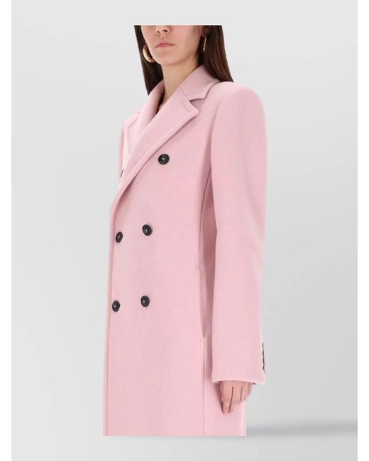 Sportmax Pink Virgin Wool Double Breasted Coat