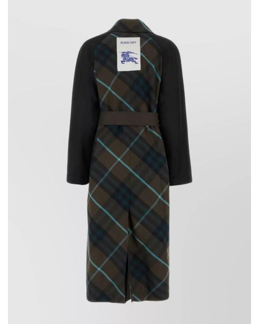 Burberry Black Cotton Embroidered Reversible Single Breasted Trench Coat