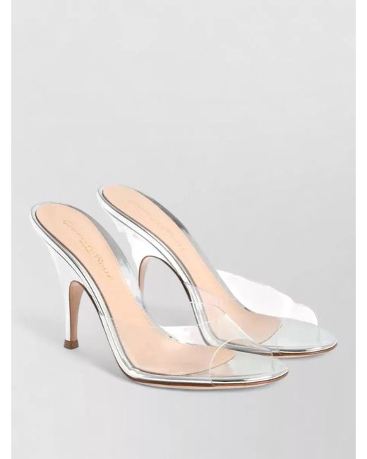Gianvito Rossi Natural Glass Metal Mules Open Toe Stiletto