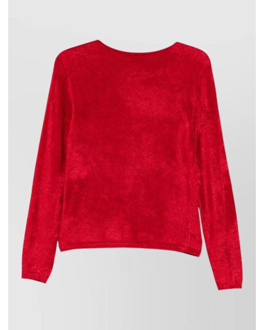 Semicouture Red Lettice Crewneck Sweater Regular Fit Long Sleeves