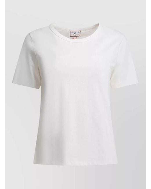 Ines De La Fressange Paris White Crew Neck Plain Short Sleeve Top