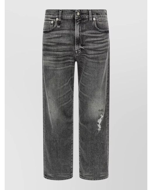R13 Gray Boyfriend Fit Jeans Belt Loops Five Pockets