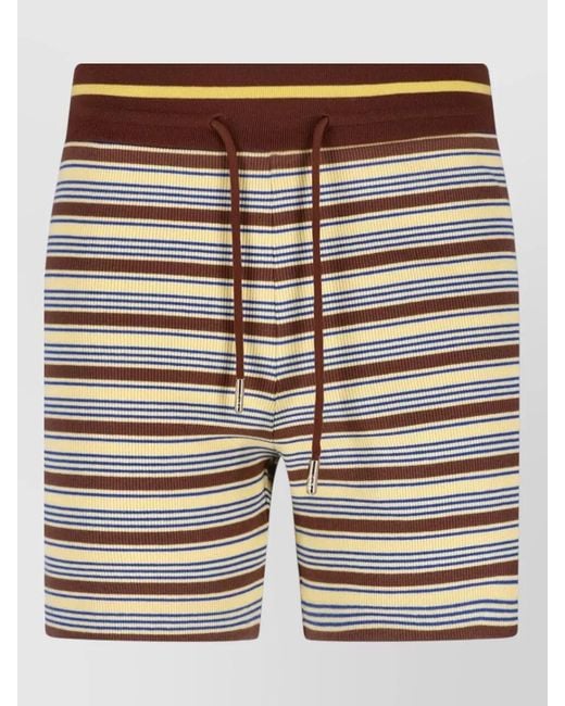 Fendi Multicolor Straight Shorts Elastic Waistband Ribbed Striped