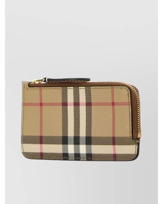Burberry Natural Checked Zip Card Holder