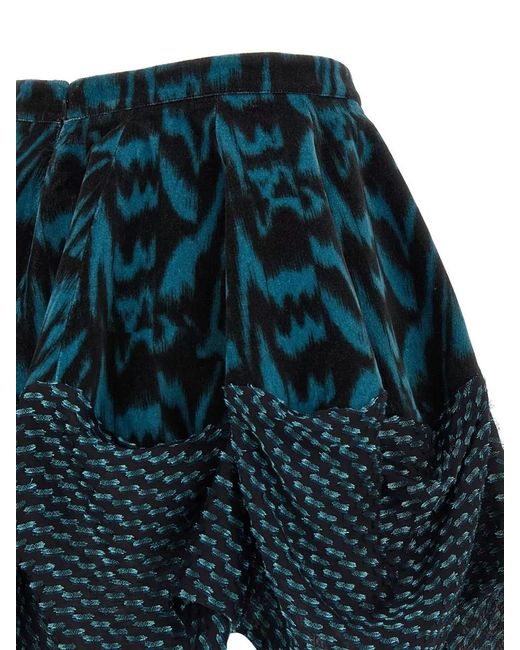Kiko Kostadinov Blue Evelyn Skirt Draped High Waist Pleated Texture
