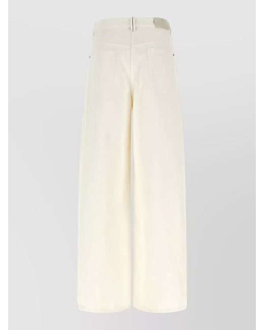 Brunello Cucinelli White Denim High-Rise Wide-Leg Jeans