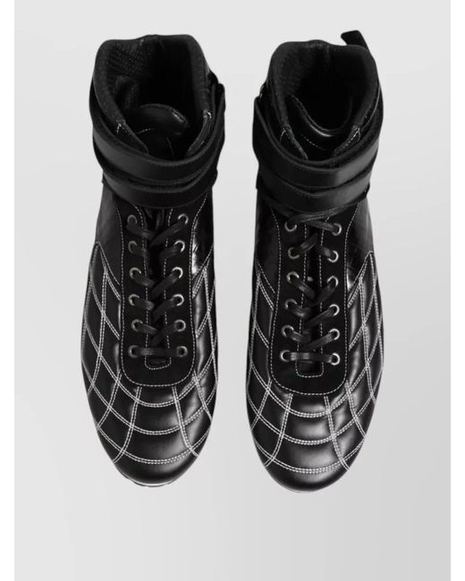Dolce & Gabbana Black Quilted Leather High-Top Sneakers for men