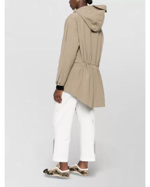 Emporio Armani Natural Hooded Drawstring Waist Parka Coat