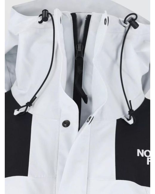 The North Face White Hooded Jacket Color Block Adjustable Drawstrings for men