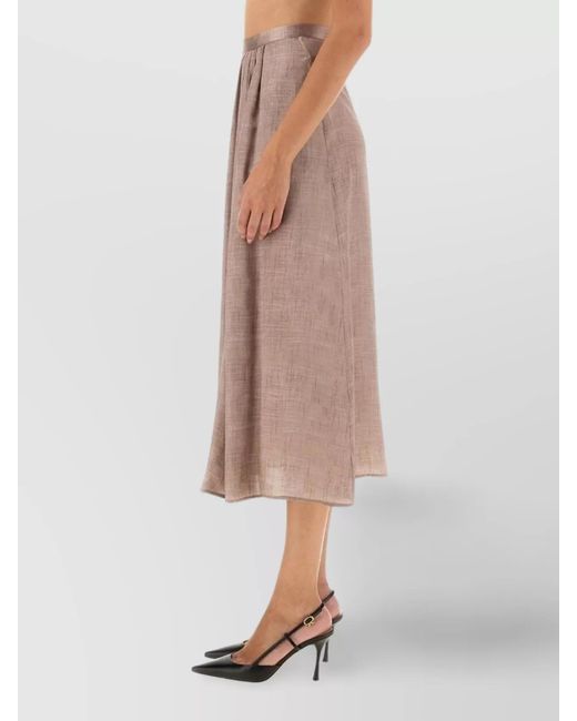 Kiton Pink Silk Pleated Midi Skirt