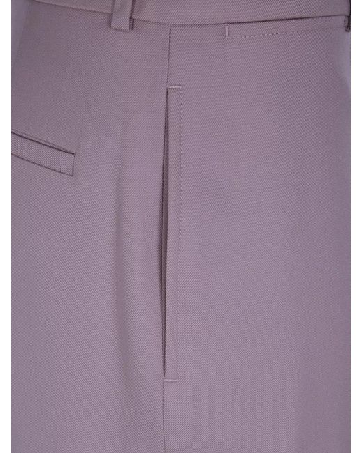 Chloé Purple Flare Leg Trousers Belt Loops Pockets