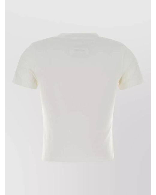 MM6 by Maison Margiela White Printed Cotton Cropped Short-Sleeve T-Shirt