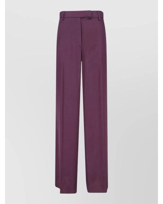 Dries Van Noten Purple Tailored Trousers Belt Loops Side Pockets