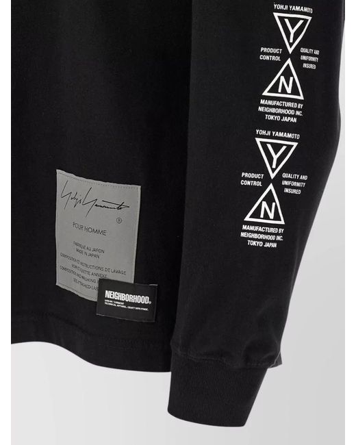 Yohji Yamamoto Black Nh Ls T-Shirt Crew Neck Graphic Longsleeve for men