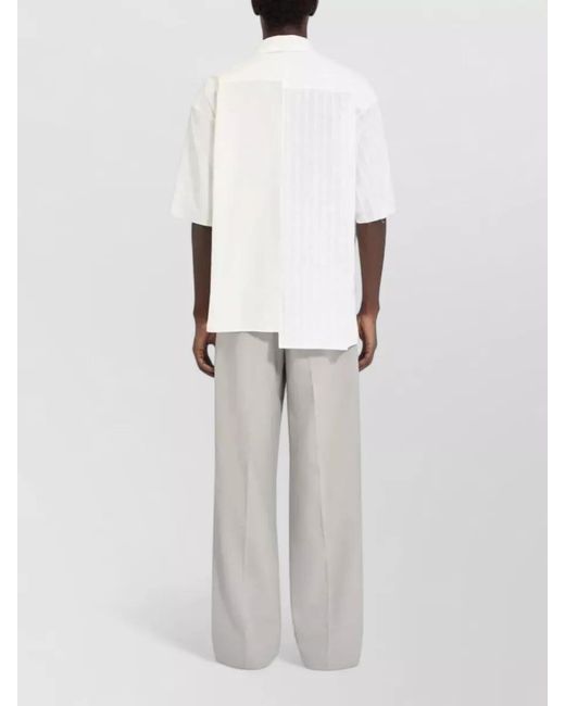 MM6 by Maison Margiela White Cotton Short-Sleeve Textured Insert Shirt for men