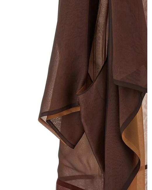 Alberta Ferretti Brown Longline Chiffon Cardigan Sheer Design