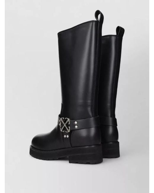 Off-White c/o Virgil Abloh Black Leather Flat Boots