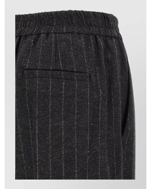 Brunello Cucinelli Black Micro Sequin Pinstripe Wide Leg Pants