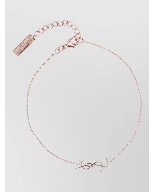 Saint Laurent White Delicate Chain Bracelet Adjustable Length Design