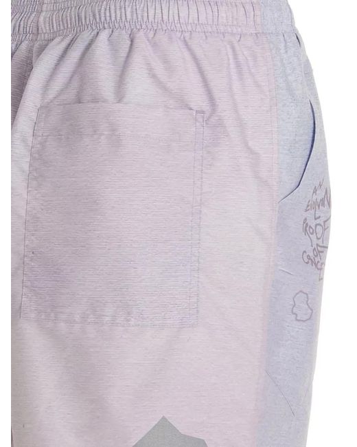 Objects IV Life Purple Beach Shorts Graphic Print Elastic Waistband for men