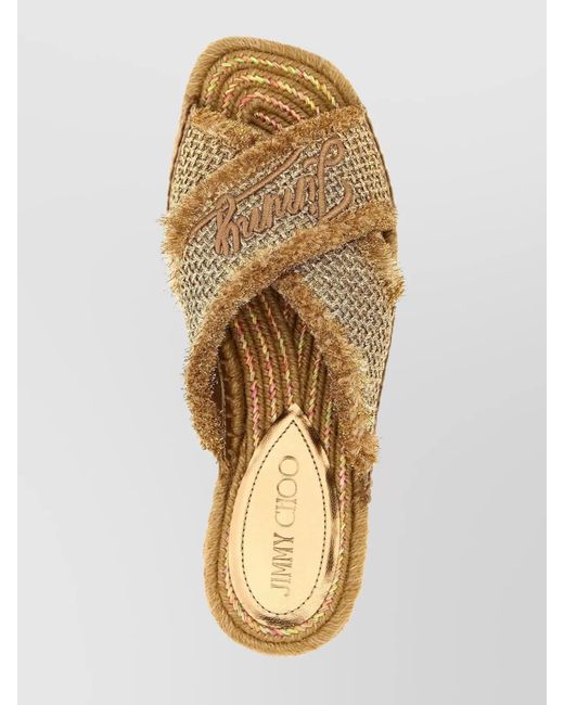Jimmy Choo Metallic Textile Flat Sandals