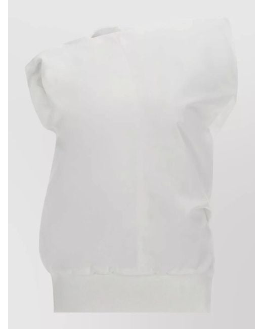 Sacai White Asymmetric Sleeveless Blouse