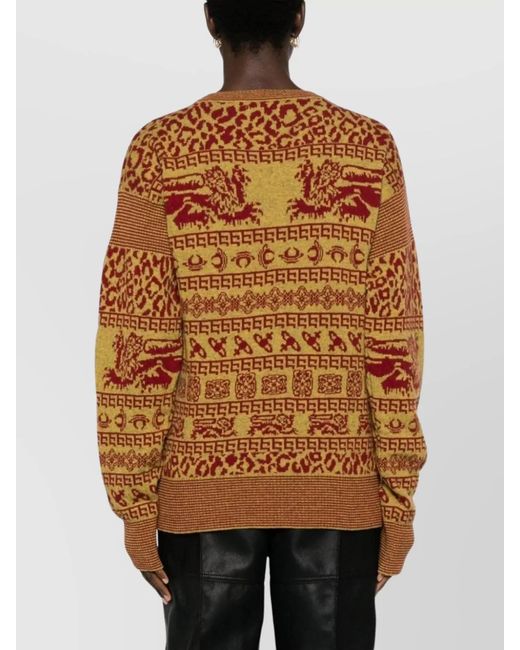 Vivienne Westwood Brown Intarsia-Knit Slim-Fit Crewneck Sweater