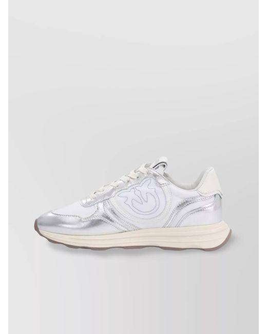 Pinko White Leather Low-Top Sneakers