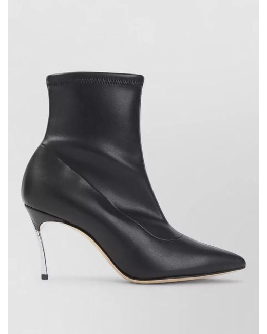 Casadei Black Blade Bootie Ankle Pump Metal Heel