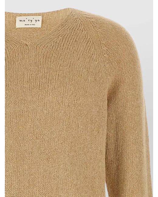 Ma'ry'ya Natural Bouclé Sweater Raglan Sleeves Ribbed Trims for men