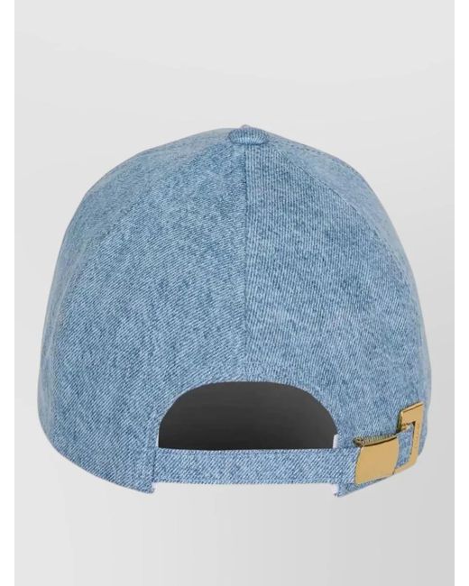 Balmain Blue Logo Baseball Cap Curved Brim Denim for men