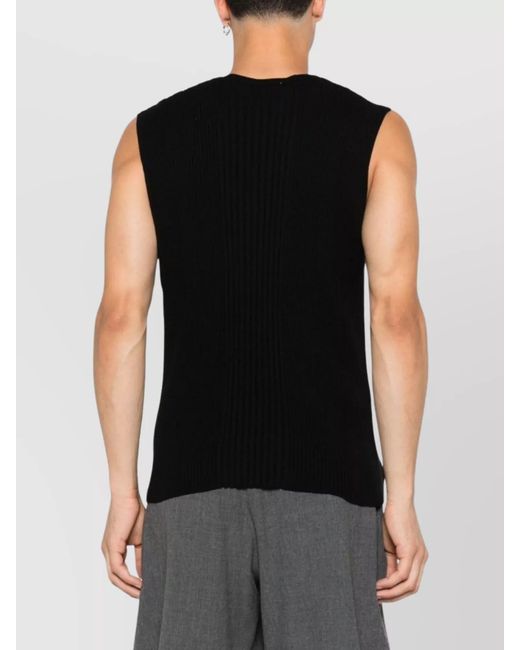 Vivienne Westwood Black Cashmere Ribbed Sleeveless Crewneck Jumper for men