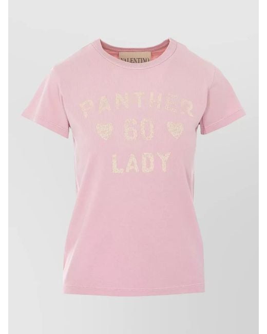 Valentino Garavani Pink Printed Cotton T-Shirt